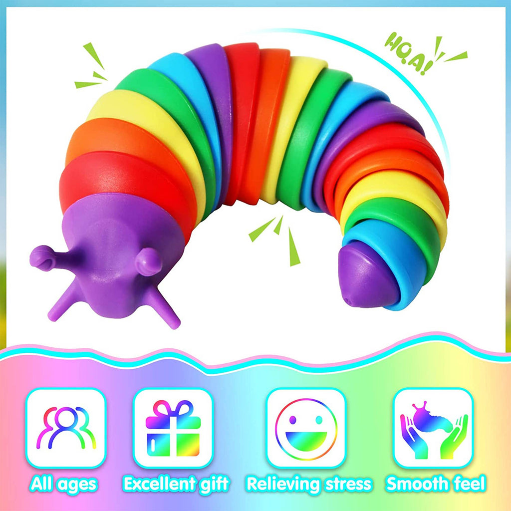 Rainbow Sensory Fidget Slug Kids Toys- Assorted