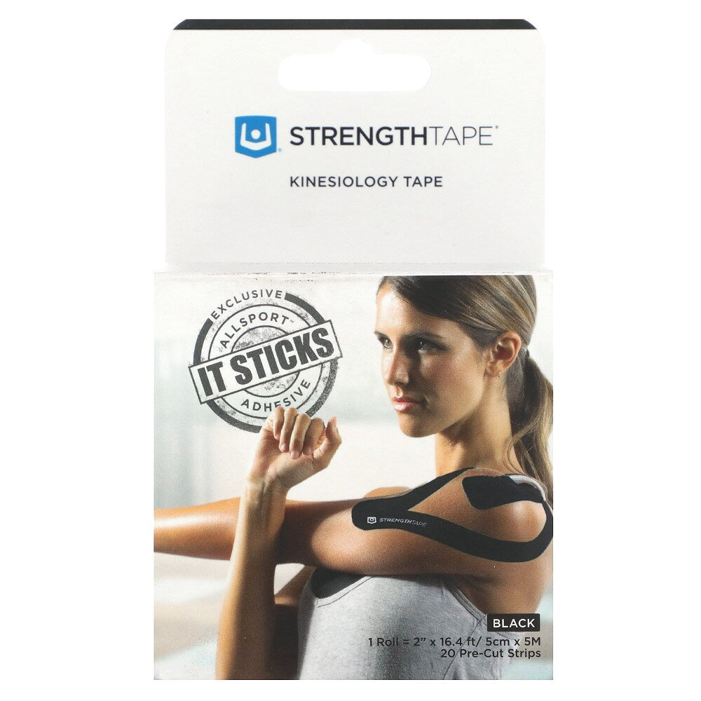 Strengthtape Kinesiology Tape Black 5.00 Size 20 Pre-Cut Strips
