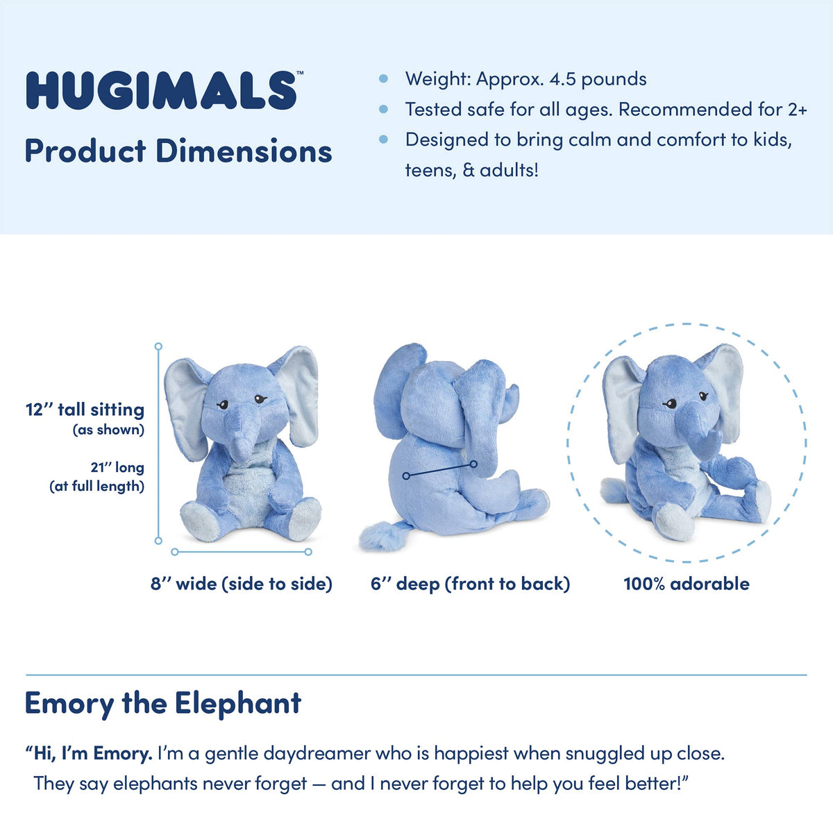 Emory the Elephant 4.5lb Weighted Plush Anxiety: Kids/Adults