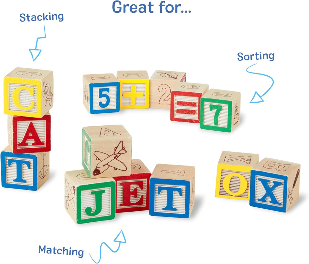 Melissa & Doug Deluxe Wooden ABC/123 1-Inch Blocks Set with Storage Pouch (50 pcs)