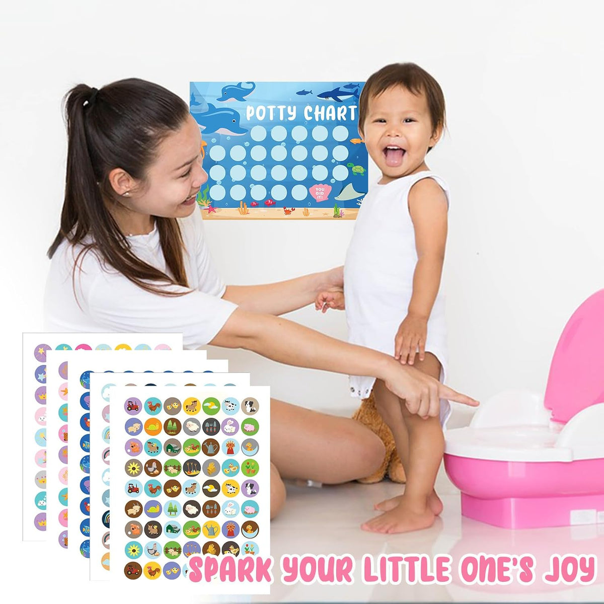 Potty Training Chart for Toddler 17 PCS Potty Training Sticker Chart 5 Fun Styles Potty Chart for Girls with Stickers Stickers for Kids Potty Training Reward