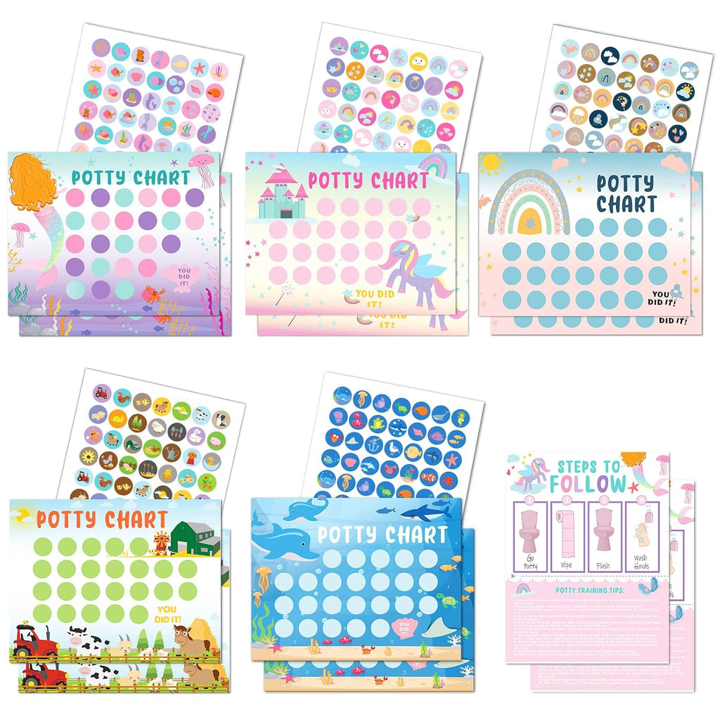 Potty Training Chart for Toddler 17 PCS Potty Training Sticker Chart 5 Fun Styles Potty Chart for Girls with Stickers Stickers for Kids Potty Training Reward