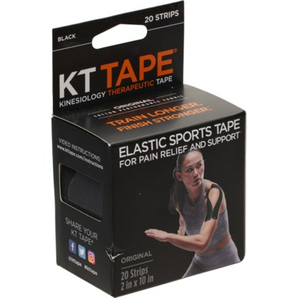 Strengthtape Kinesiology Tape Black 5.00 Size 20 Pre-Cut Strips