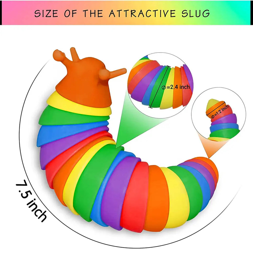 Rainbow Sensory Fidget Slug Kids Toys- Assorted