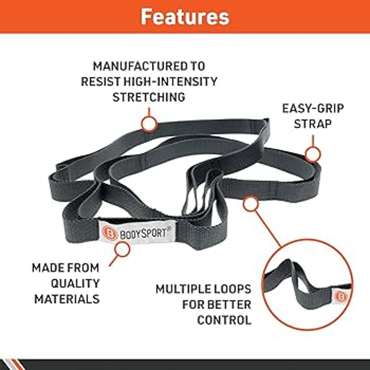 Body Sport Stretch Strap – Durable Woven With Loops