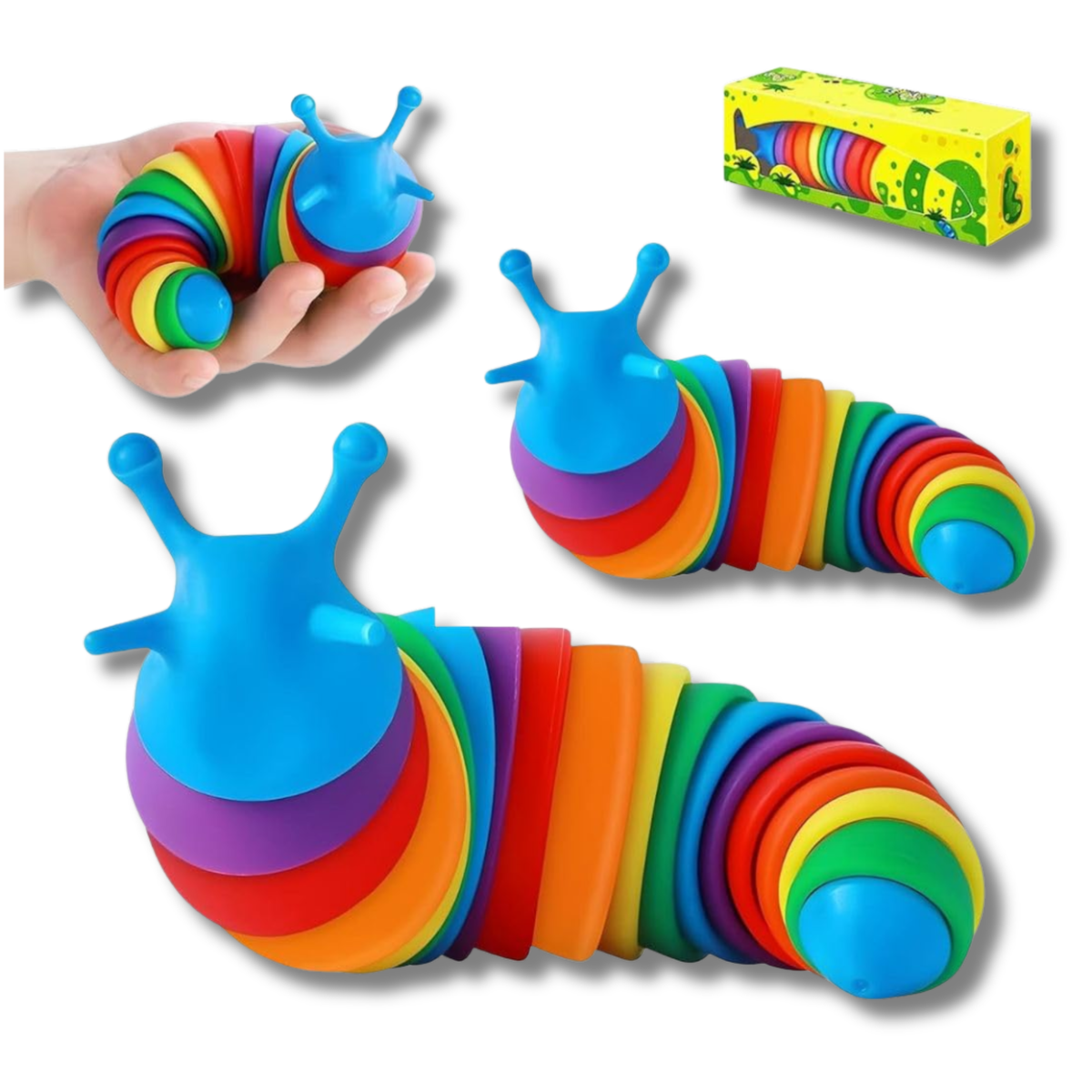 Rainbow Sensory Fidget Slug Kids Toys- Assorted