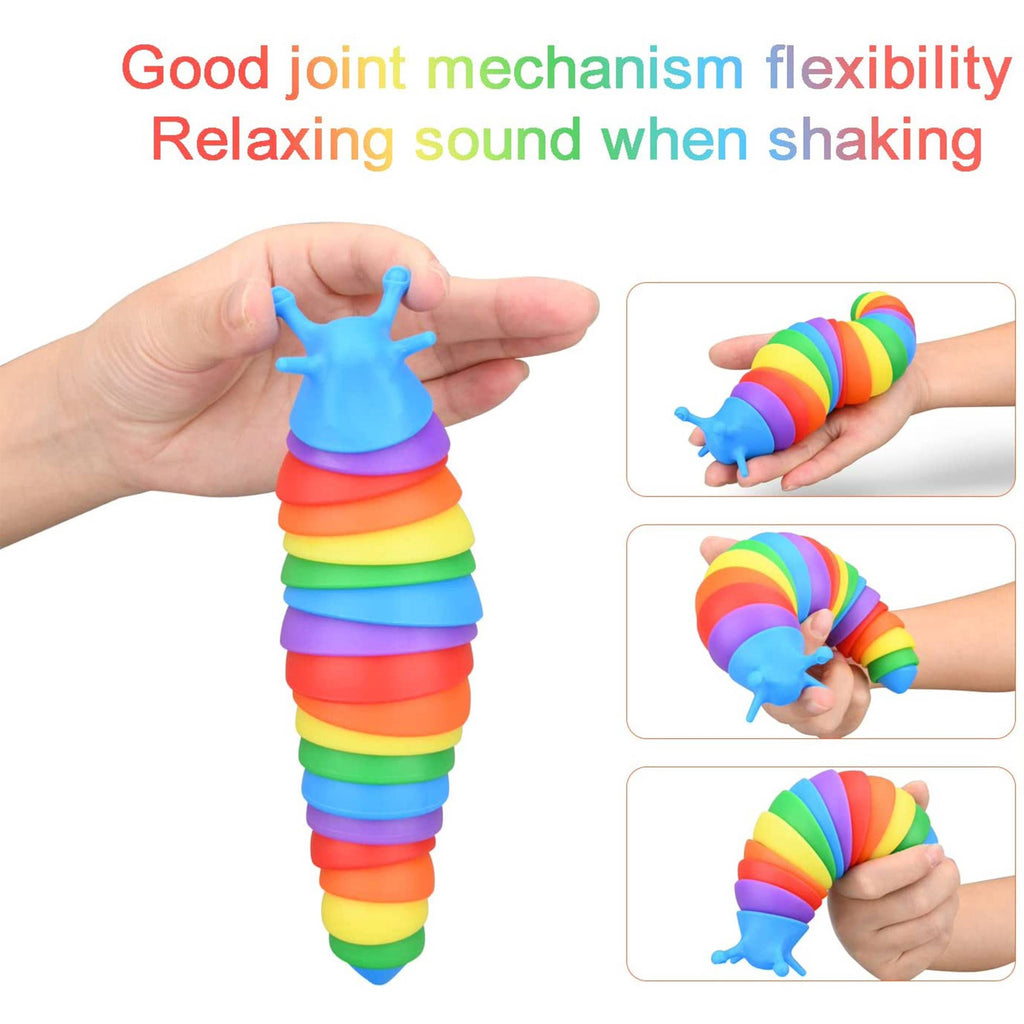 Rainbow Sensory Fidget Slug Kids Toys- Assorted